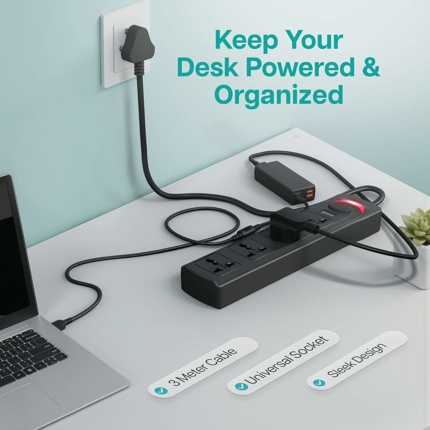 PowerSpan S4 Extension Board with 4 Universal Sockets (Black)