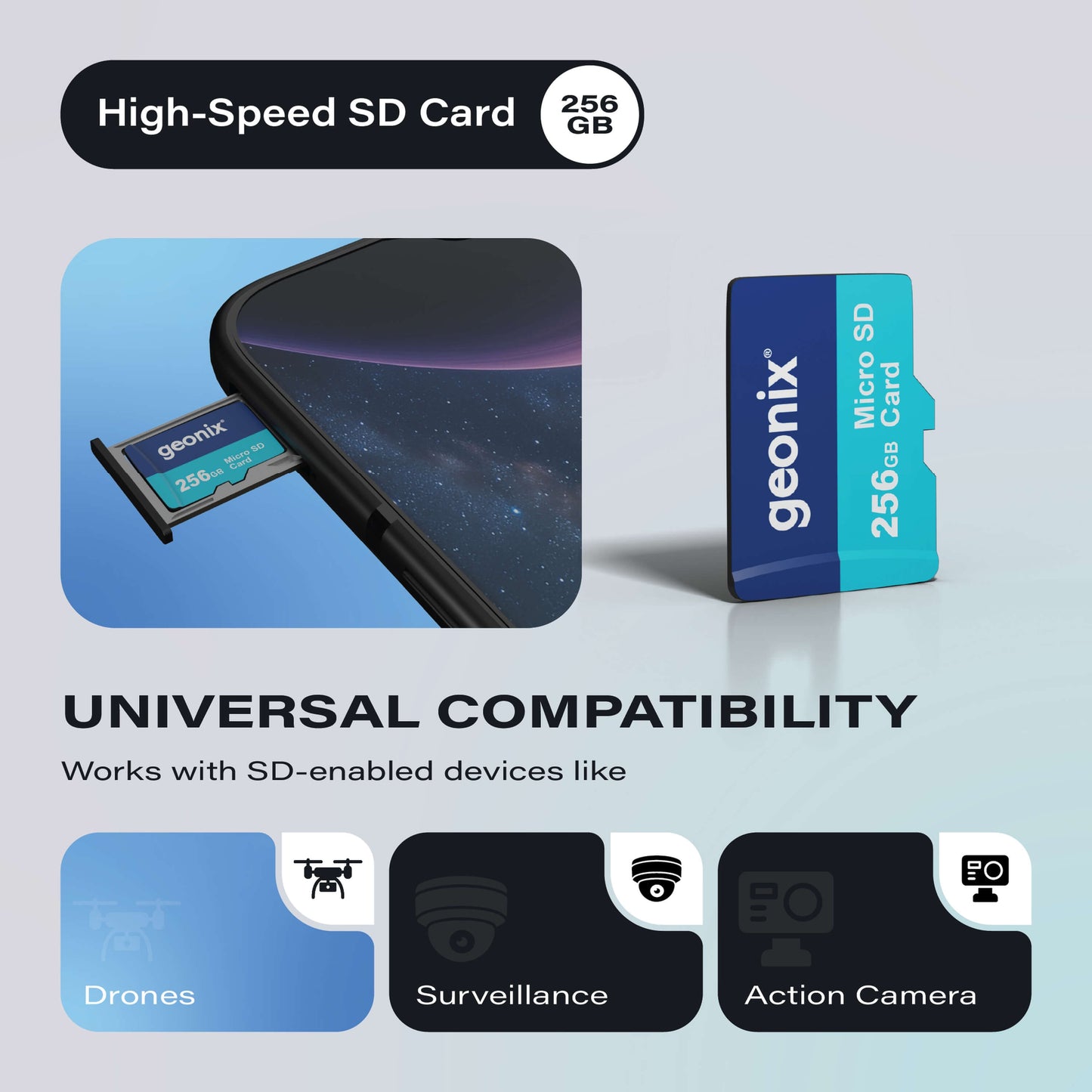 Geonix 256GB micro SD Memory Card