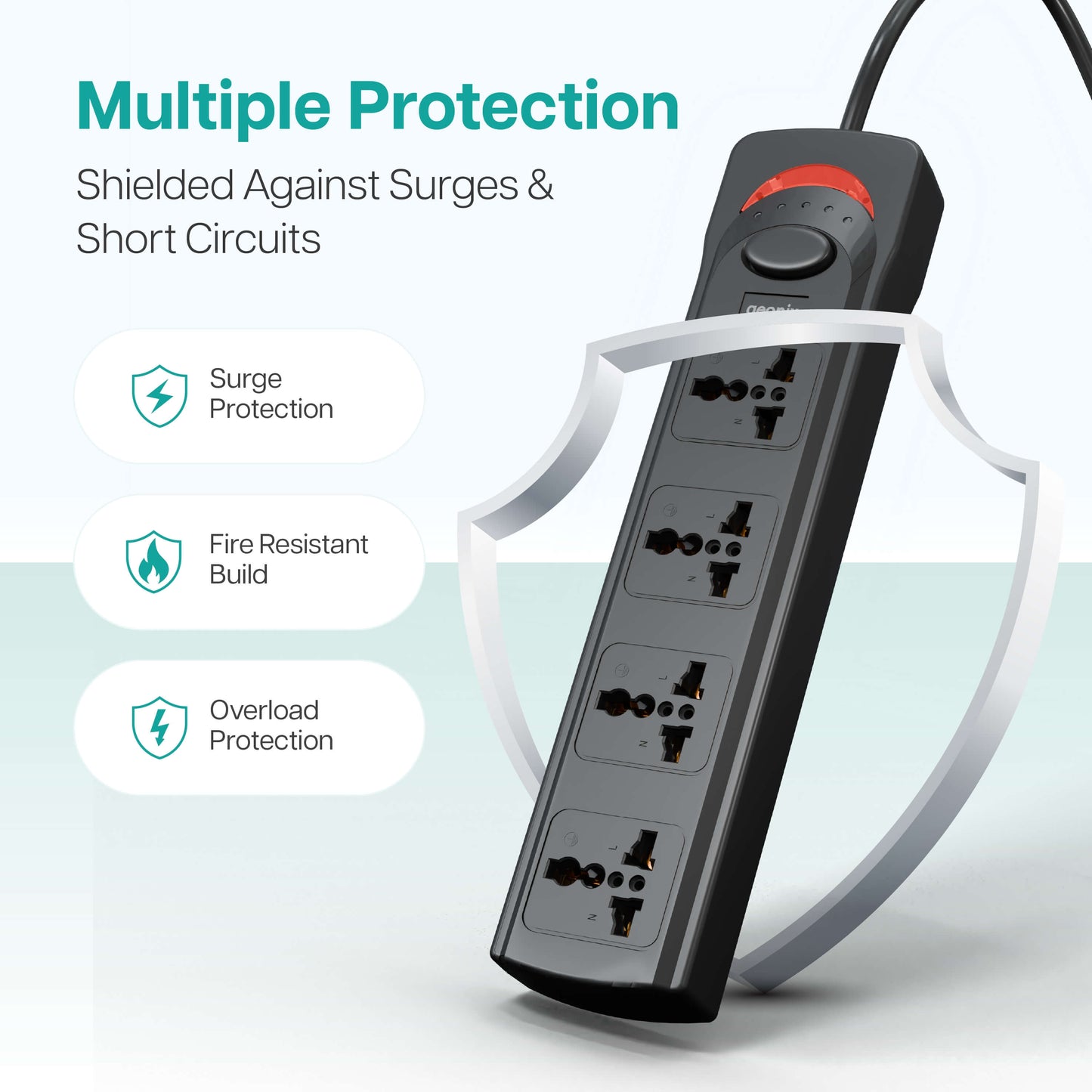 PowerSpan S4 Extension Board with 4 Universal Sockets (Black)