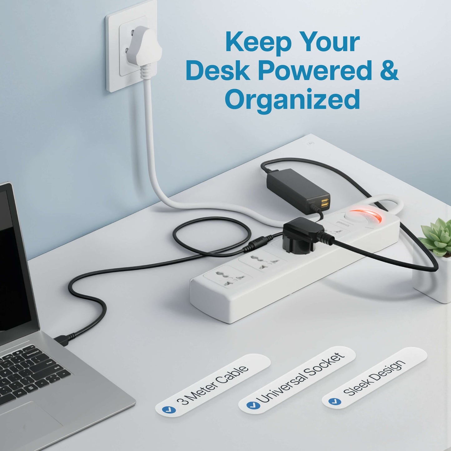 PowerSpan S4 Extension Board with 4 Universal Sockets (White)